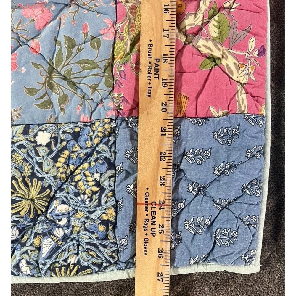The Company Store Standard Pillow Shams (2) Quilted Floral Patchwork Tie Close
